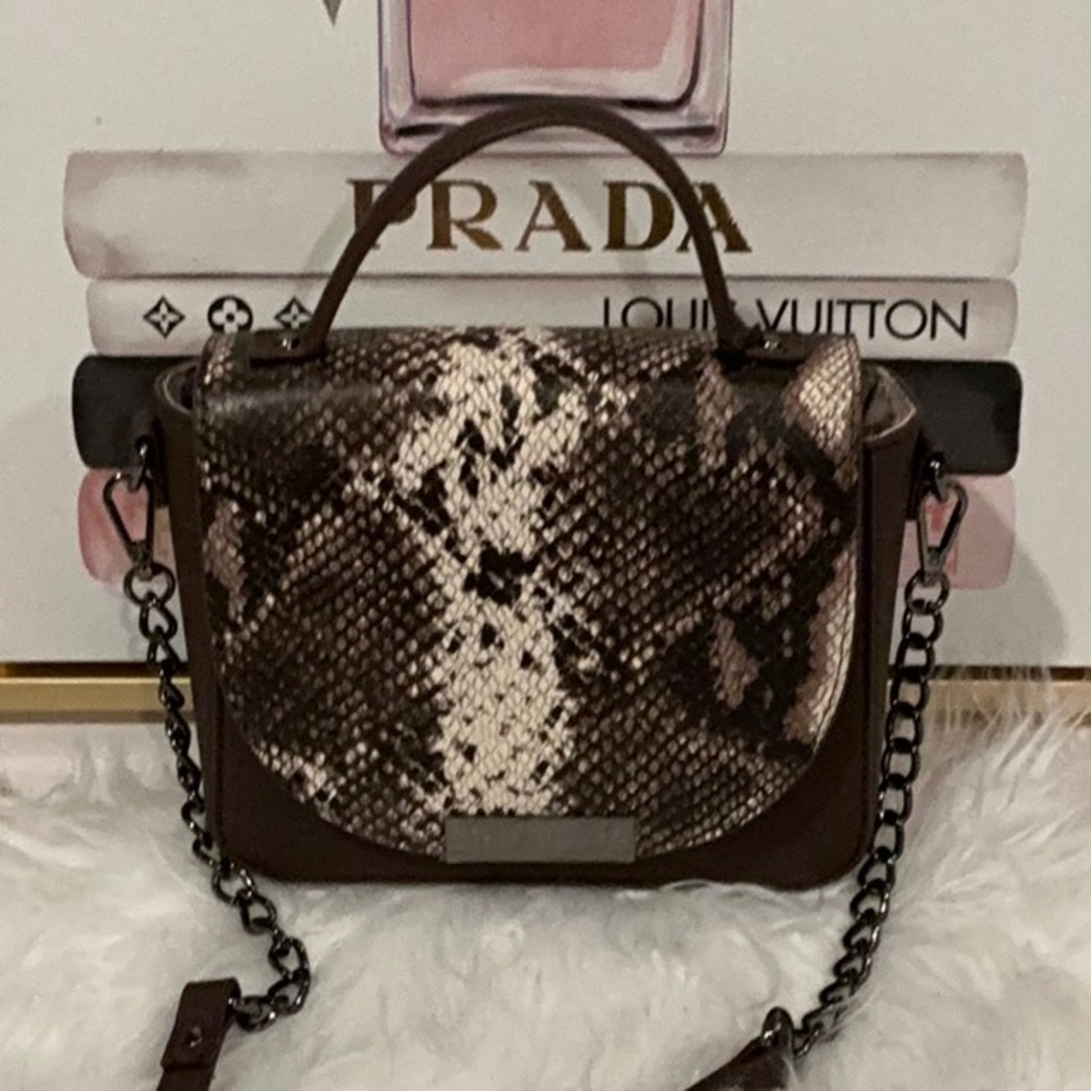 Steve Madden Black and Brown Snake Print Crossbody Bag